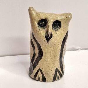Vintage Mexican Stone Owl Hand Painted